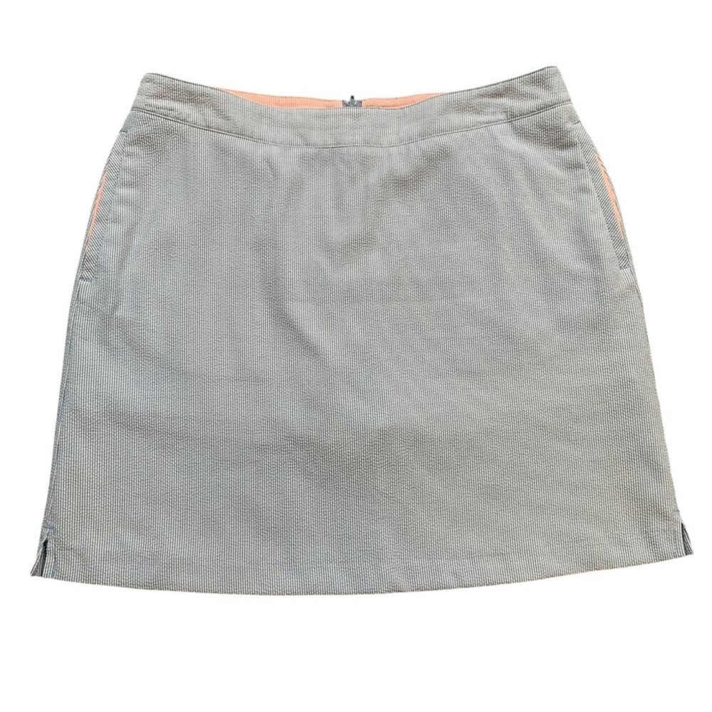Greg Norman Skort Womens 8 Blue White Seersucker Stretch Performance Golf Pocket